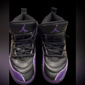 Jordan(12)Black  and Purple Athletic Kids Shoes